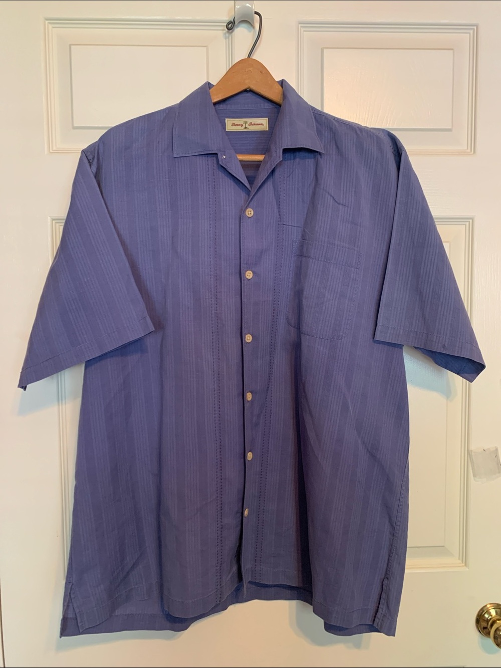 Tommy Bahama Purple Short-Sleeve Button-Down Camp Shirt XL Linen cotton blend